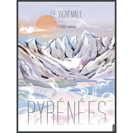 AFFICHE ILLUSTREE LE VIGNEMALE 30 X 40 CM